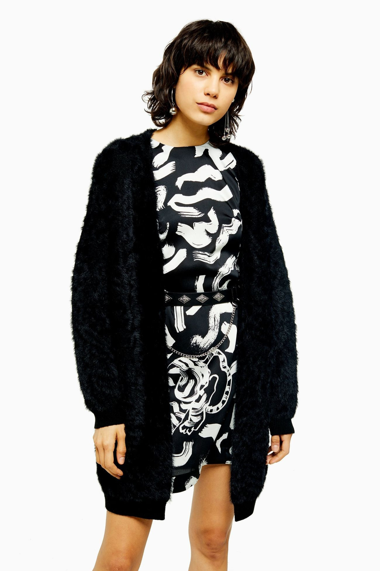 IDOL Knitted Black Eyelash Cardigan | Topshop UK