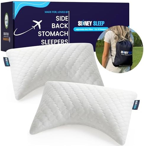 Sidney Sleep Set of 2 Mini Travel Size Neck Pillows - Knee Pillow - Back Lumbar Support - Curved ... | Amazon (US)