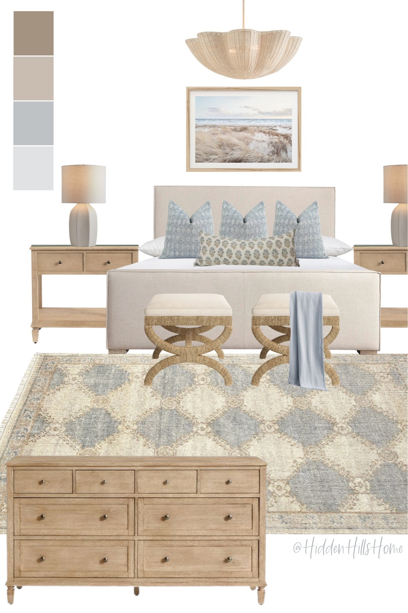 Coastal bedroom decor ideas, bedroom inspiration, cozy home decor, coastal master bedroom design, bedroom mood board, bedding, nightstands

#LTKHome #LTKSaleAlert #LTKSeasonal