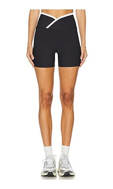 YEAR OF OURS Recycled 6" V Waist Biker Short in Black & White from Revolve.com | Revolve Clothing (Global)