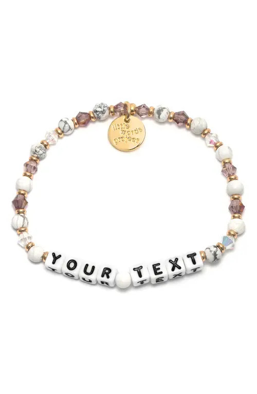 Little Words Project Custom Beaded Stretch Bracelet in Mauve/White at Nordstrom, Size Small | Nordstrom