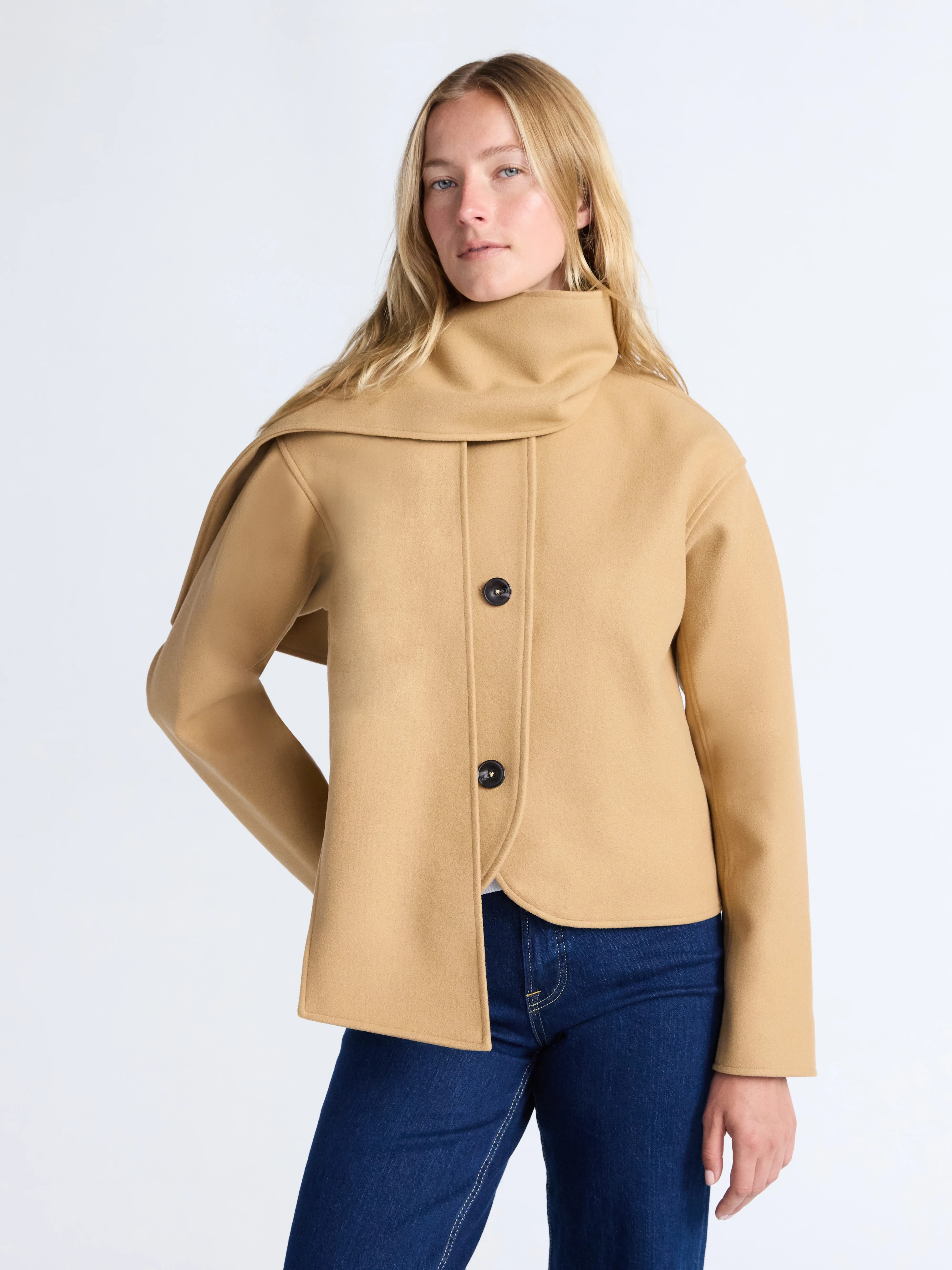 Free Assembly Women's Faux Wool Jacket with Scarf, Sizes XS-XXL - Walmart.com | Walmart (US)