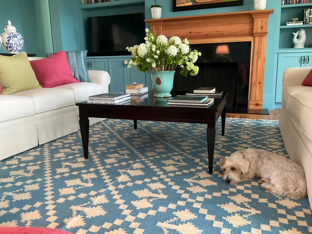 Modern Flatweave Area Rug, Cotton Wool Blue and White Rug, Handwoven Wool Rug for Indoor and Outd... | Etsy (US)