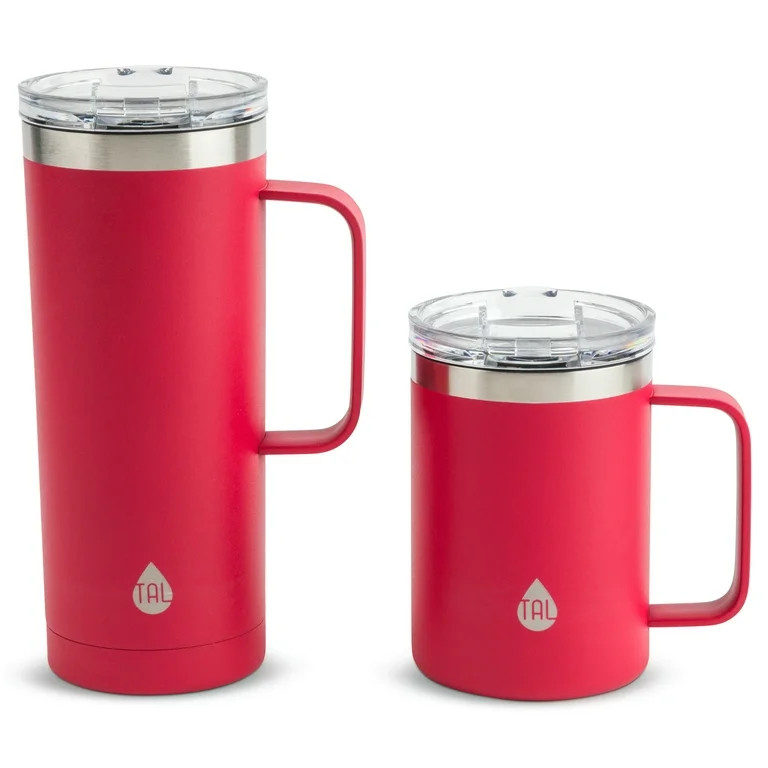 TAL Stainless Steel Mountaineer Coffee Mug 2 Pack, 20 fl oz and 12 fl oz, Red and White - Walmart... | Walmart (US)