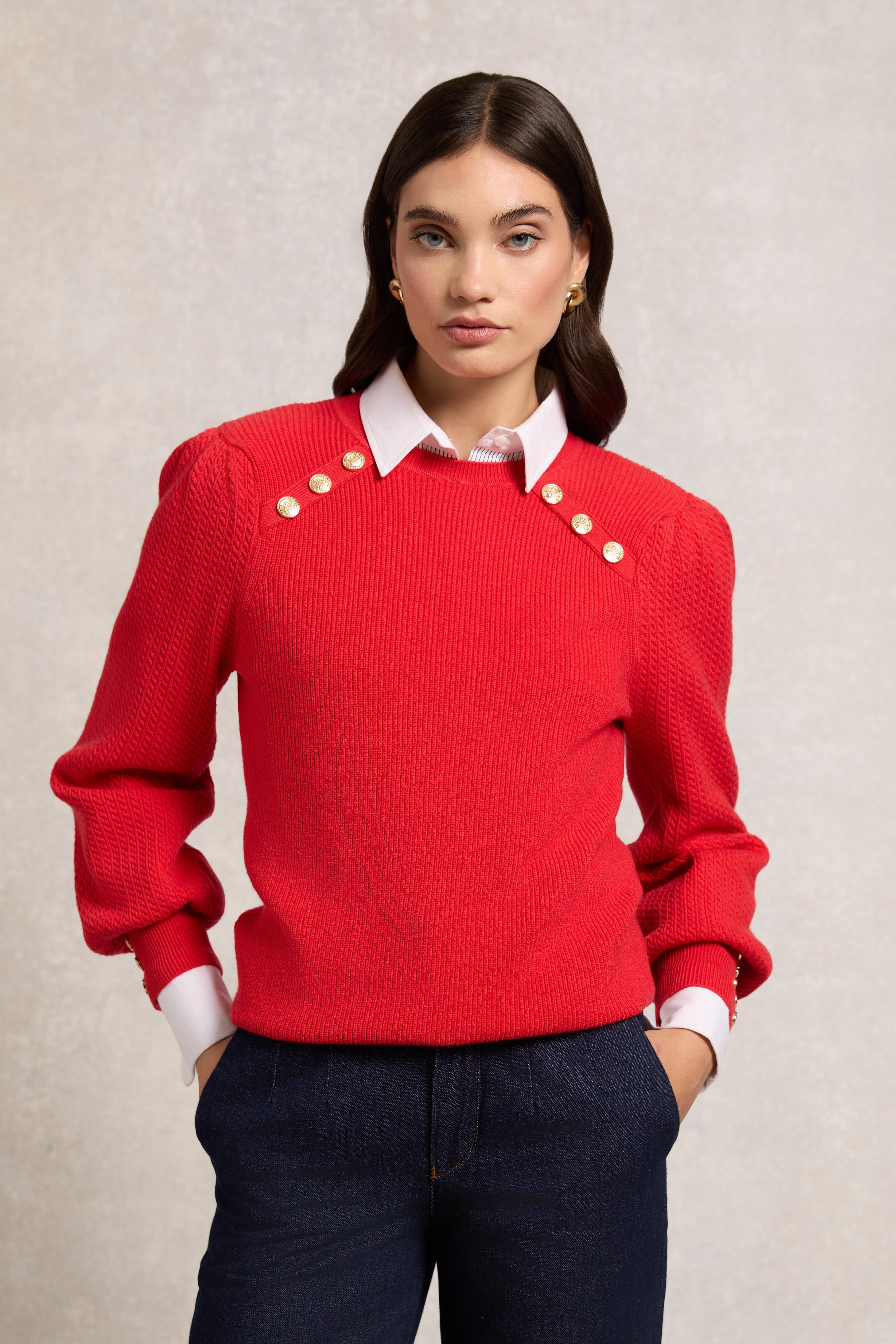 Naomi Crew Neck Knit (Hot Coral) | Holland Cooper