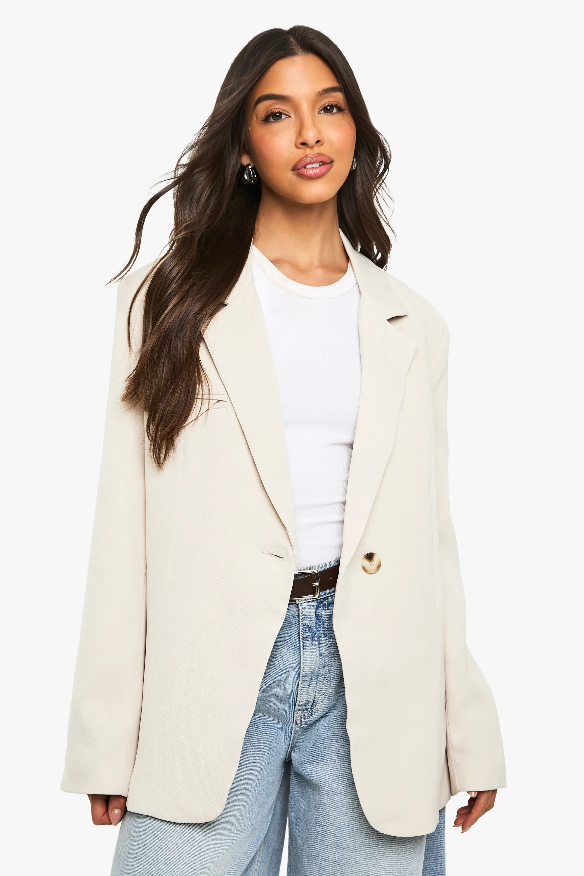 Woven Oversized Tailored Shoulder Pad Blazer | Boohoo.com (UK & IE)