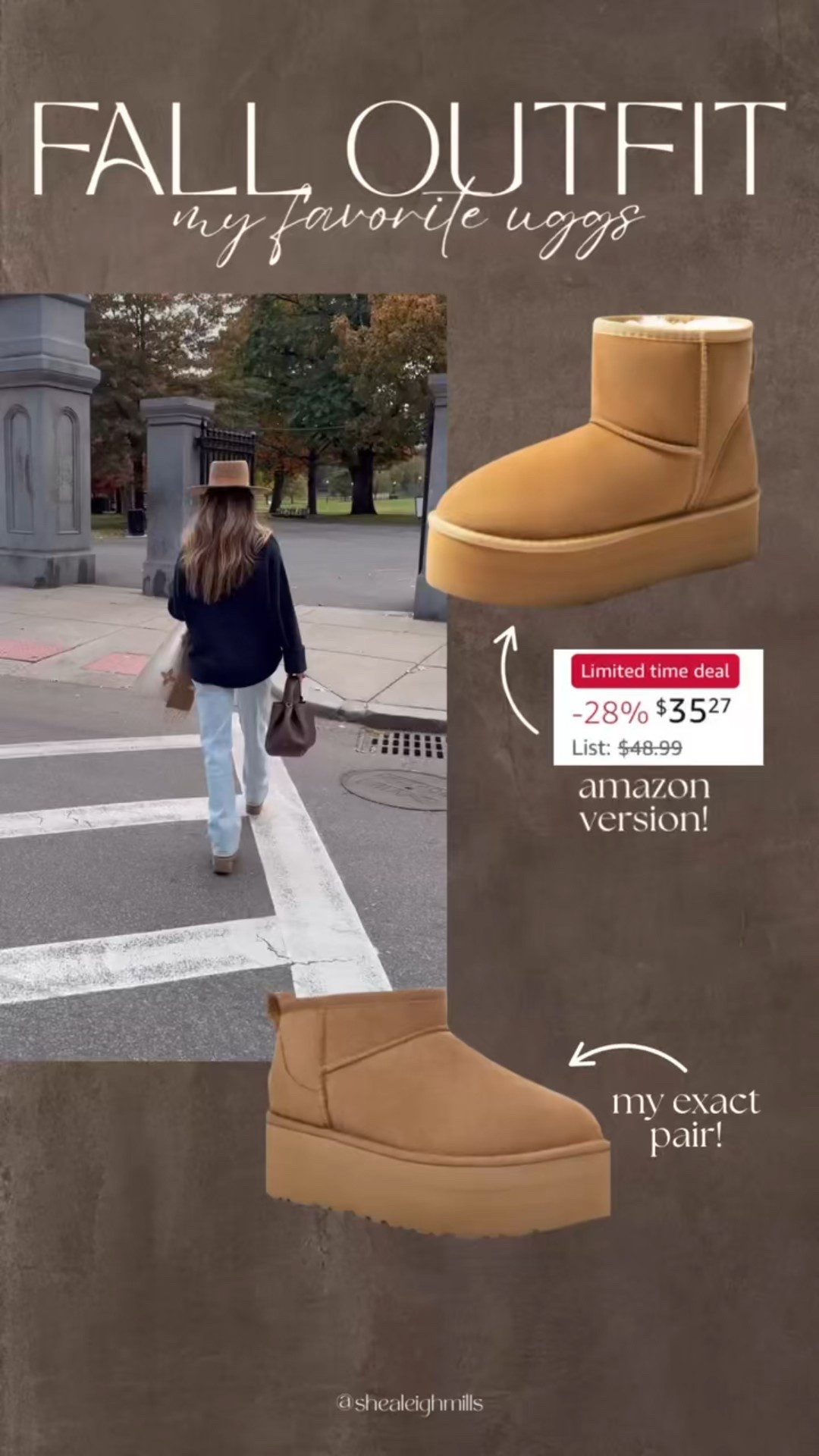 the it shoe of the season 🩵 these platform uggs are cozy, cute, and pair perfectly with every fall outfit. found an Amazon version that looks identical for under $40 👀

ugg outfit, fall outfit inspo, amazon fashion finds, cozy fall style, platform uggs, ugg dupes, fall shoe trends, neutral outfit, everyday outfit, comfy shoes for fall, amazon lookalike


#LTKShoeCrush #LTKGiftGuide #LTKSaleAlert