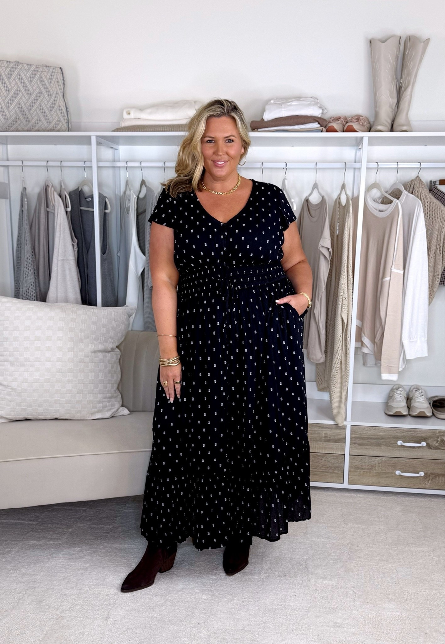 Nordstrom dress haul! Wearing a 2X or 18W in all. Plus size, outfit inspo, fall fashion, apron belly, dresses, mom life
✨black and burgundy vneck dresses run big and could size down to a 1X
✨wide calf boots are about 17.25 inches wide!
✨pink dress runs a little generous

Nordstrom sale plus size midsize work dresses

#LTKPlusSize #LTKMidsize #LTKSaleAlert