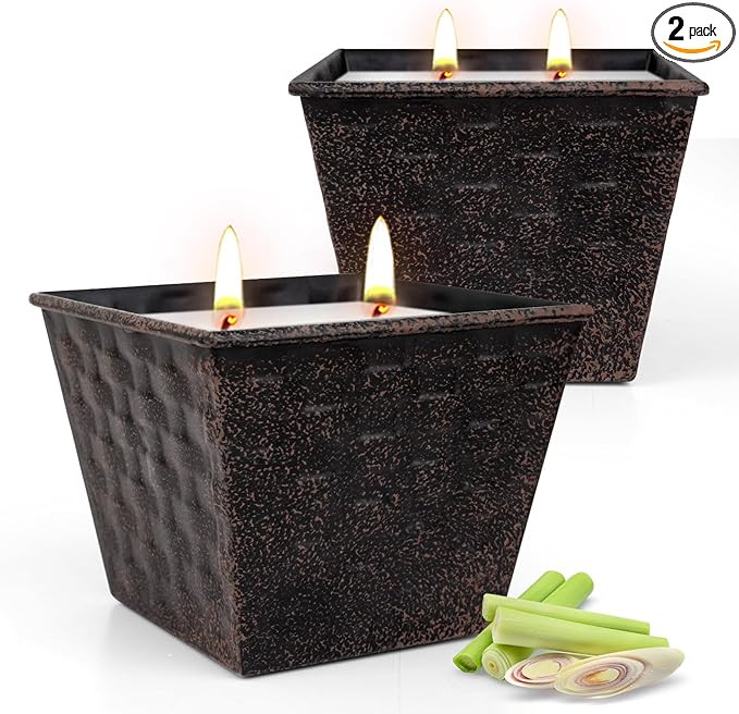 Citronella Candles Outdoor – 2 Pack, 12oz Each, Large Double-Wick Soy Wax Candles, 100-Hour Bur... | Amazon (US)