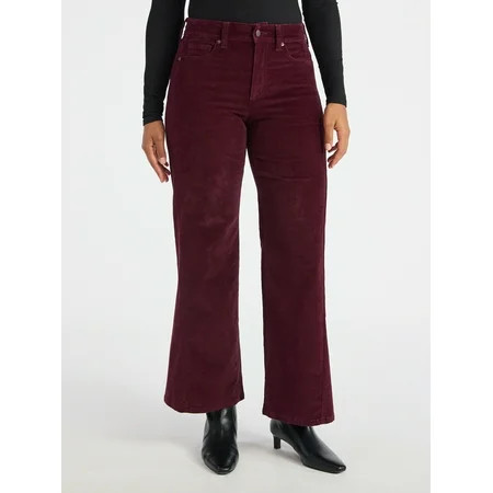 Time and Tru Women's Velvet Wide Leg Pants, 32" Inseam, Size 0-20 | Walmart (US)