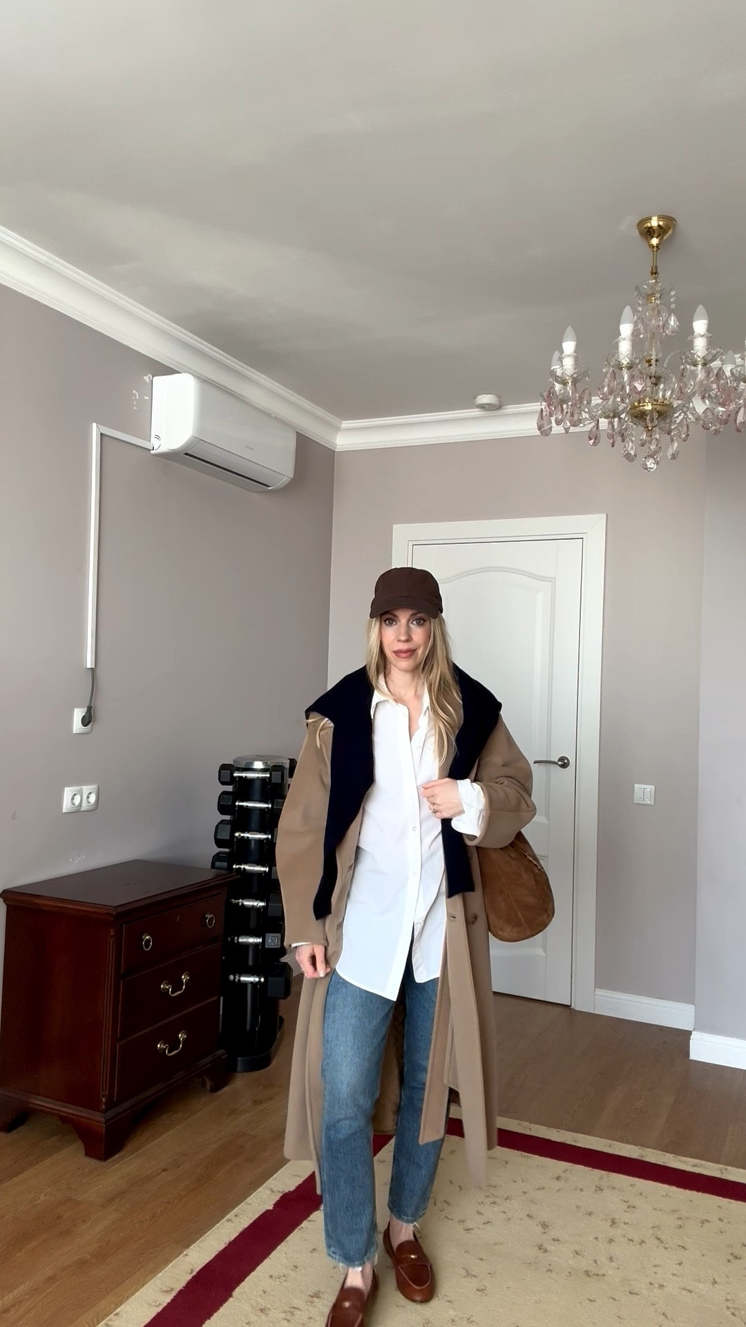 Travel look, spring break, camel coat, @Zara chocolate brown baseball cap, leather loafers, suede YSL bucket bag, airport style, spring look

#LTKOver40 #LTKTravel #LTKspring