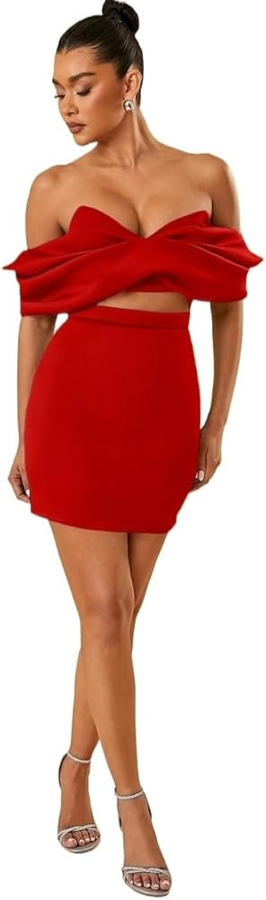 Women's Summer 2025 Sexy Dresses Elegant Off-Shoulder Zipper Slim Fit Dress Bodycon Dress | Amazon (US)