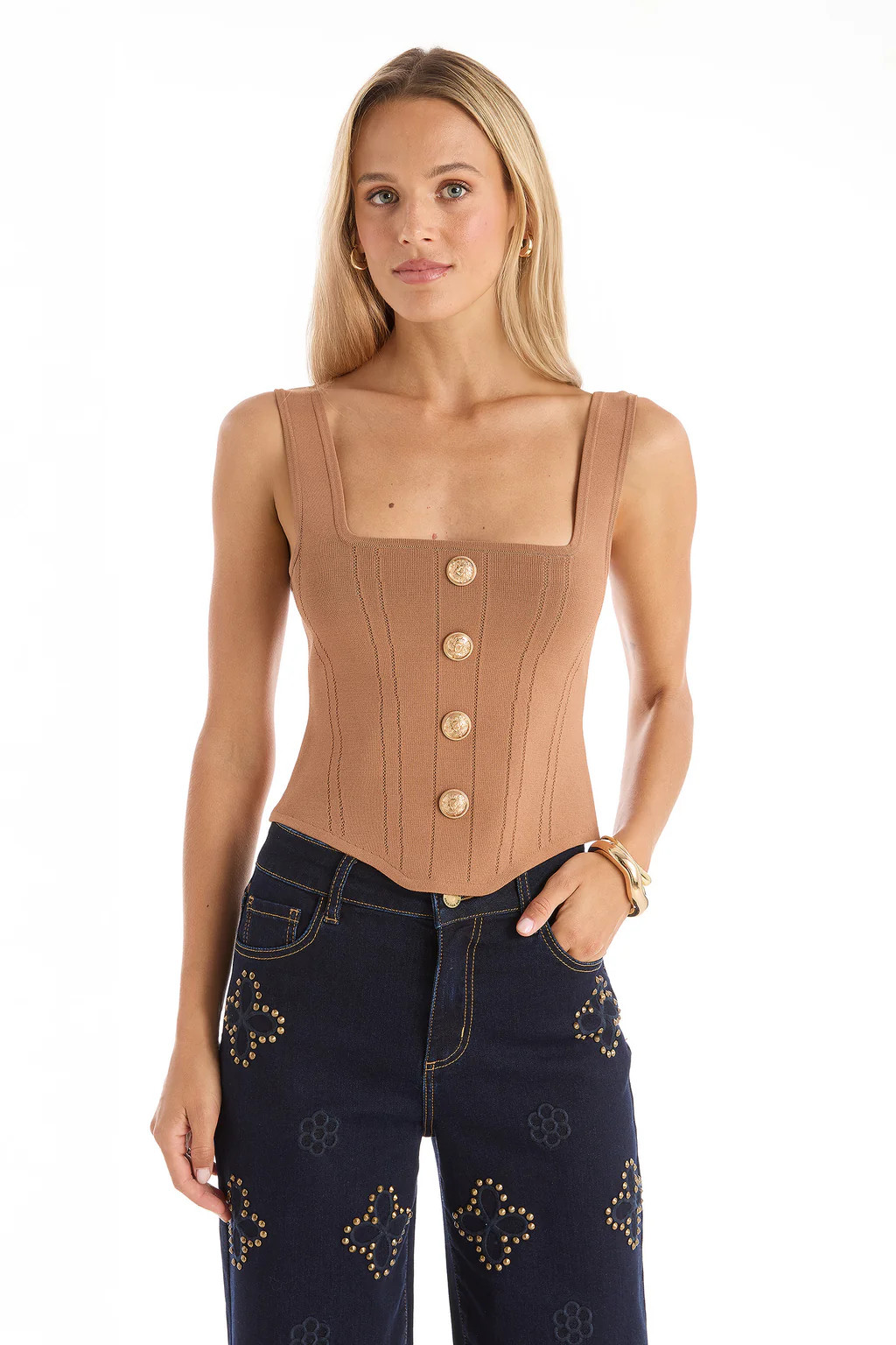 Venus Button Top - Mocha Mousse | The Noli Shop