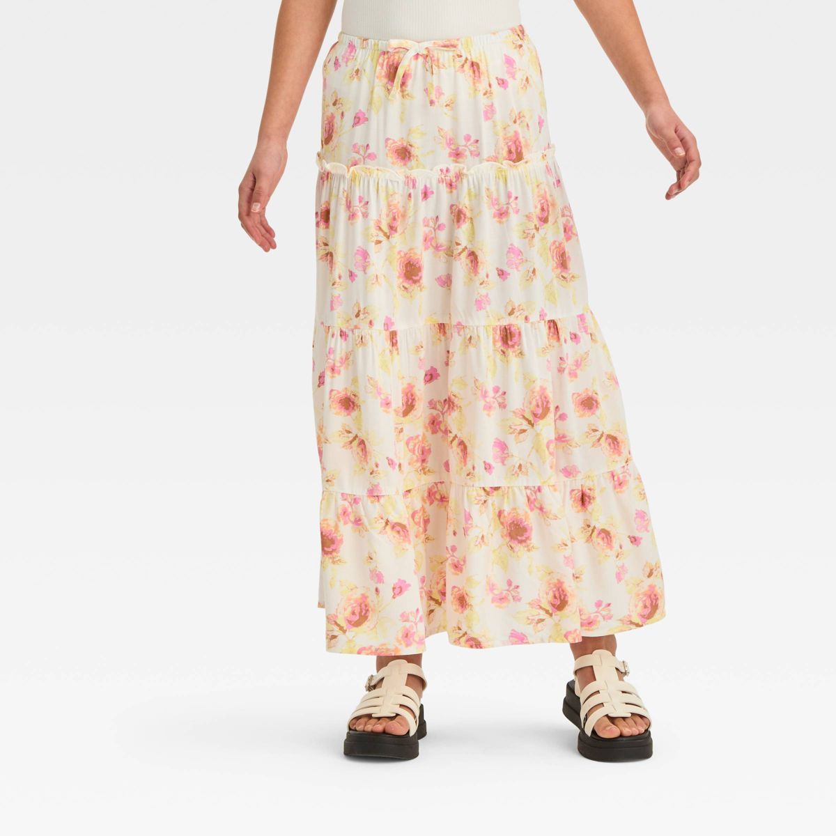 Girls' Tiered Woven Maxi Skirt - art class™ | Target