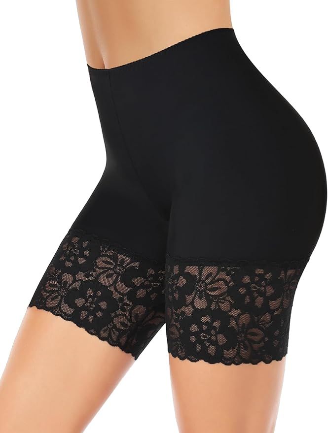 Slip Shorts for Under Dresses Women Anti Chafing Shorts Underwear Seamless Under Dress Shorts Lac... | Amazon (US)