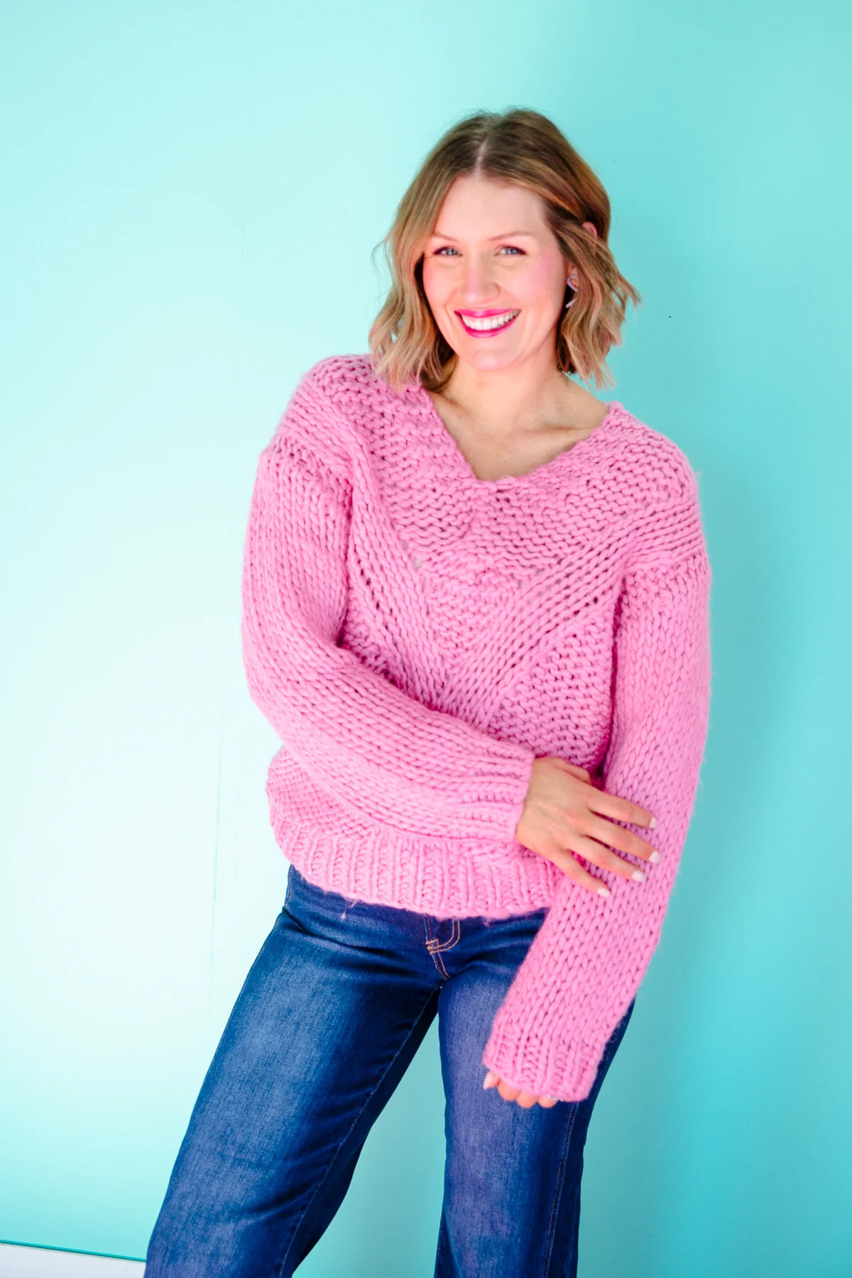 Corbin Chunky Knit Sweater - Summer Pink | MyEllement Boutique