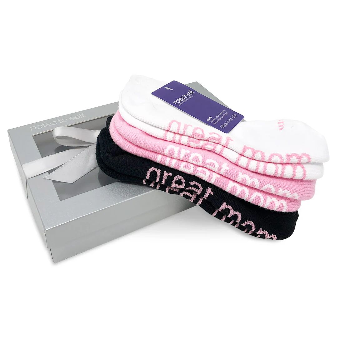 I am a great mom™ 3-pair gift set in 3 colors in silver gift box | notes to self