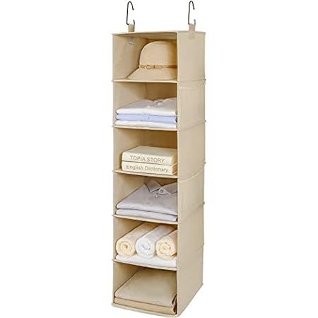 TOPIA HOME 6-Shelf Hanging Closet Organizers and Storage, Two Separable 3-Shelf Clothes Organizat... | Amazon (US)