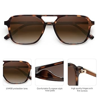 SOJOS Retro Aviator Sunglasses for Women Men,Trendy Rectangle Womens Mens Shades Sun Glasses SJ22... | Amazon (US)