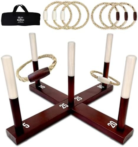 Swooc Games - Rustic Ring Toss Game (All Weather) - Easy Setup & Extra Games Included - Ring Toss... | Amazon (US)