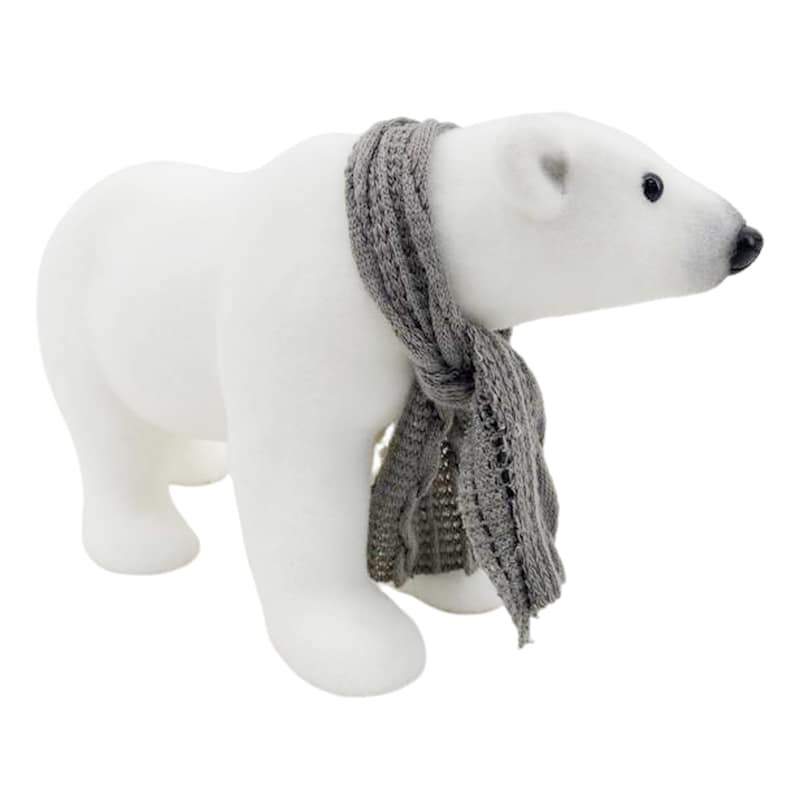 White Flocked Walking Polar Bear, 15" | At Home