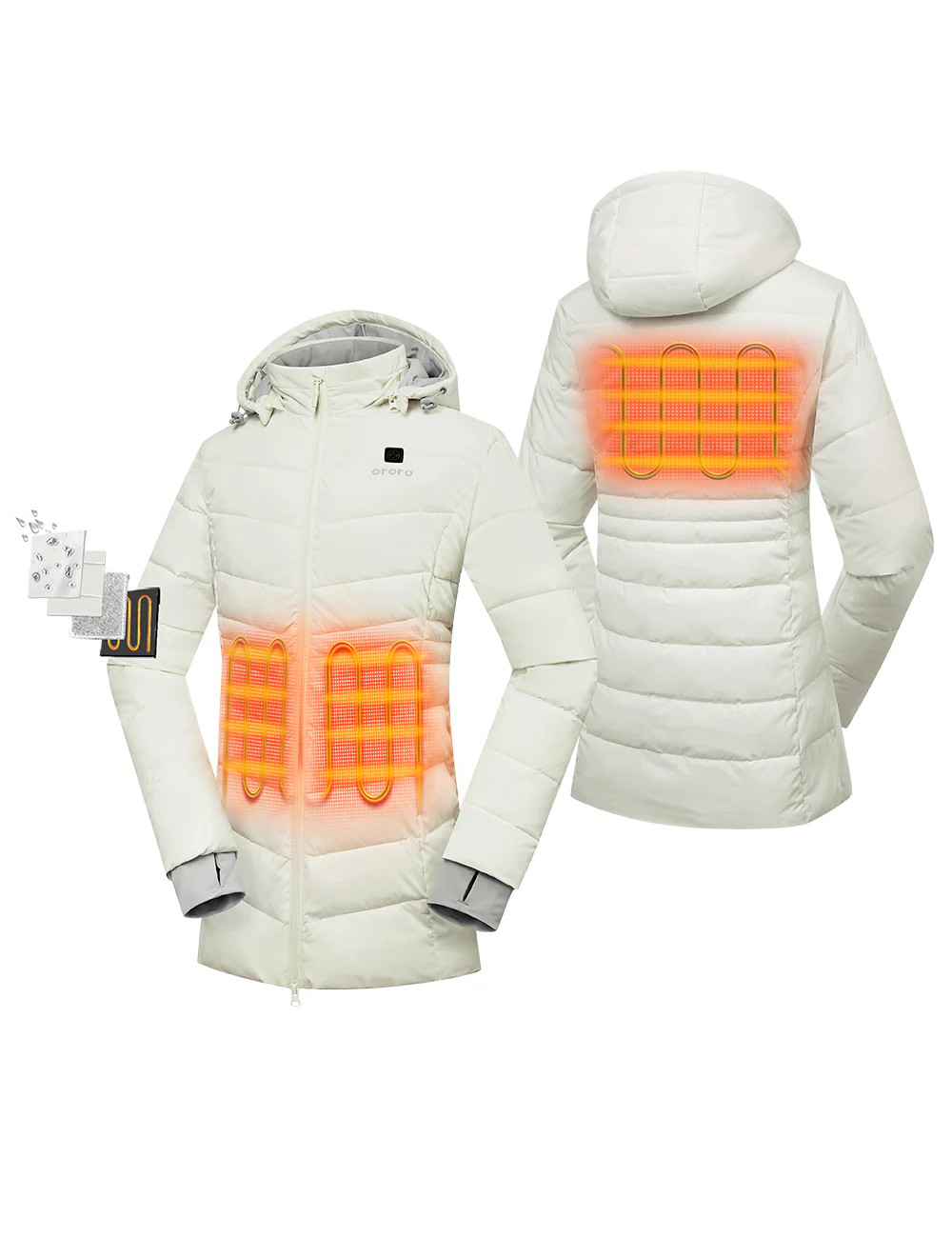 Women's Heated Puffer Parka | 3 Heating Zones | ororo\u00ae | ORORO