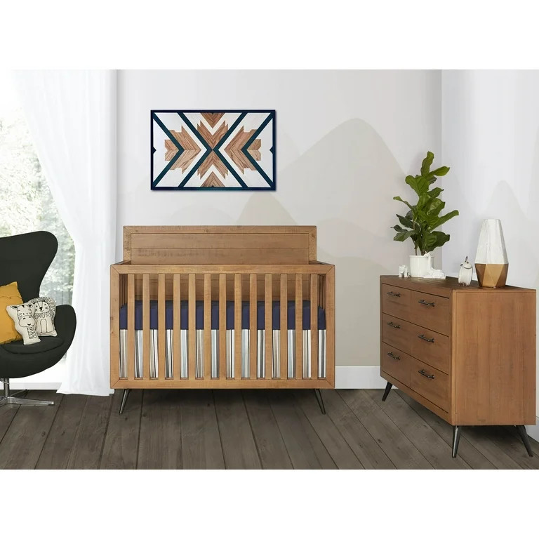 Evolur Stilnovo Mid Century 4-in-1 Convertible Crib, Sugarcane | Walmart (US)