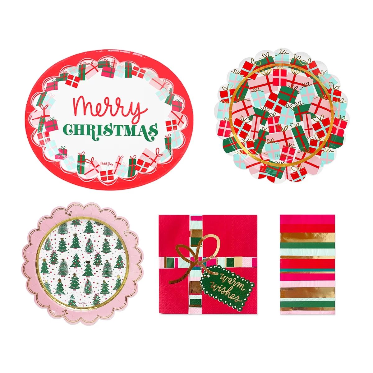 Packed Party Christmas Party Bundle, Holiday Themed Multi-Color Napkins and Paper Plates, Serves ... | Walmart (US)