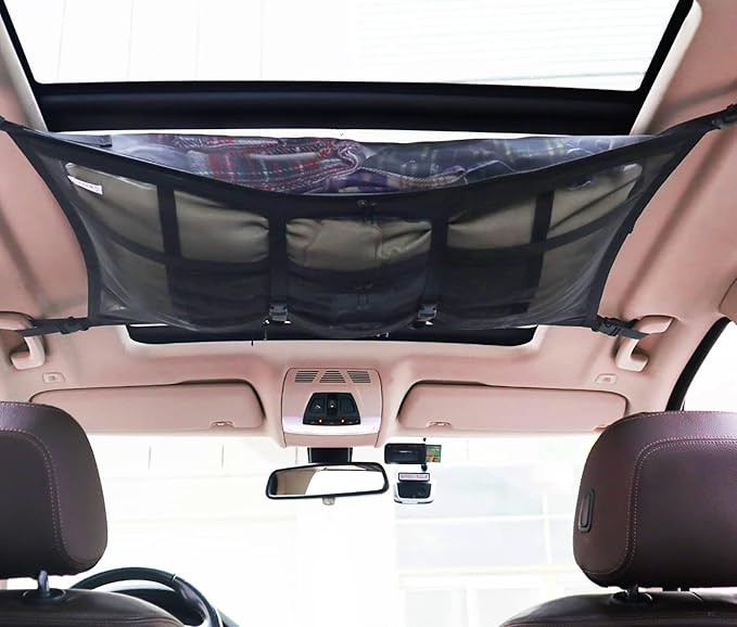 Car Ceiling Cargo Net for SUV 31"X21" Black Color Nylon Materials Strengthen Load-Bearing and Dro... | Amazon (US)