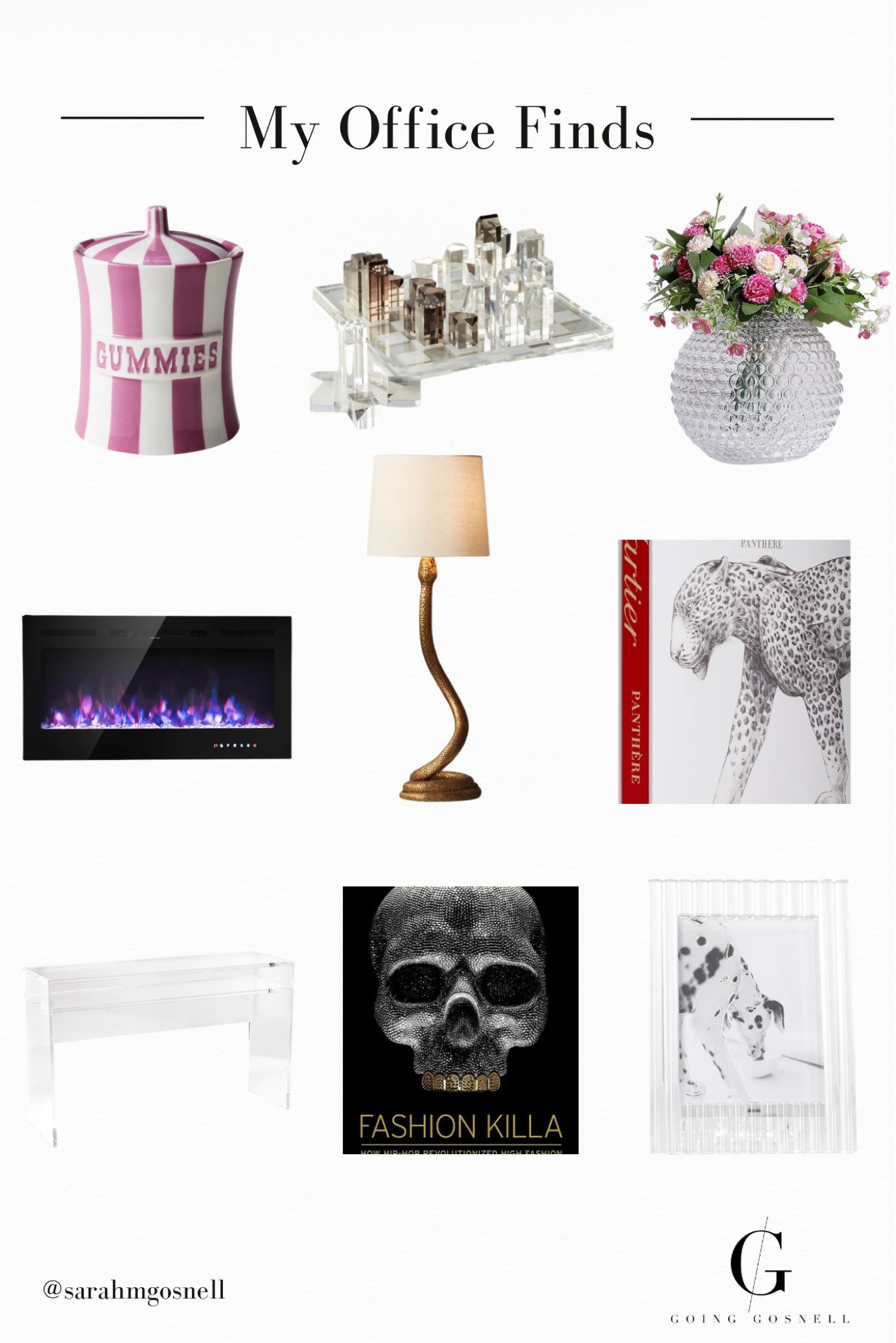 Some of my favorite decor pieces in my home office! Coffee table books, Jonathan Adler Decor, Lucite Chess Set, Lucite Furniture, Faux Fireplace

#LTKGiftGuide #LTKSeasonal #LTKhome