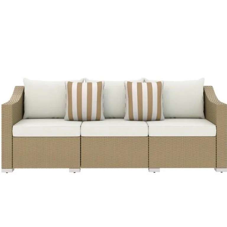 Outdoor Sofa, Outdoor Furniture Rattan Sofa,Rattan Wicker Seater Patio Couch with Cushions,Throw ... | Walmart (US)