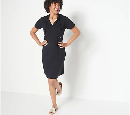 Joan Rivers French Terry T-Shirt Dress w/ Hood - QVC.com | QVC