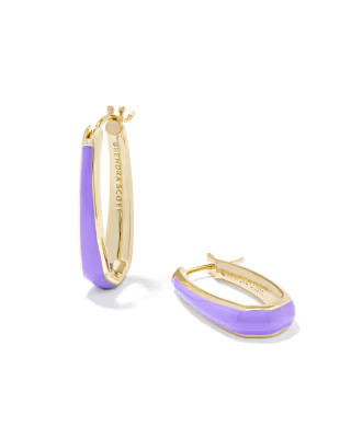 Kelsey Gold Hoop Earrings in Purple Enamel | Kendra Scott