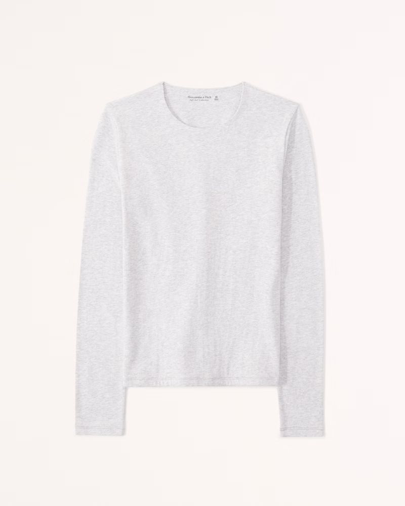 Long-Sleeve Tuckable Cotton Seamless Crew Top | Abercrombie & Fitch (US)