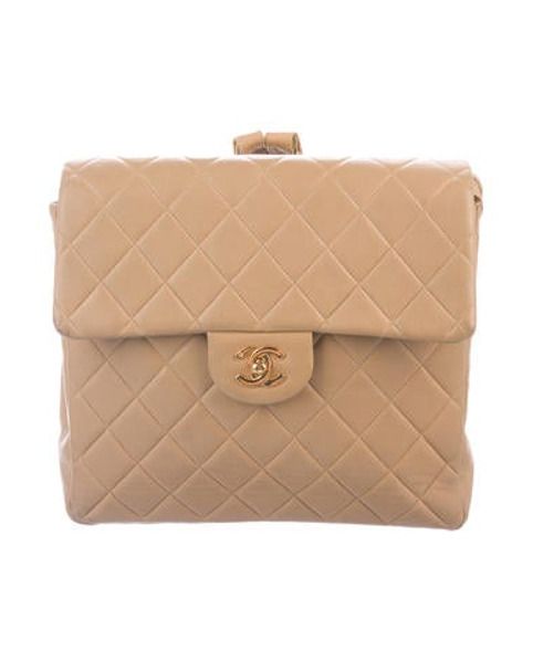 Chanel Vintage Quilted CC Backpack Tan | The RealReal