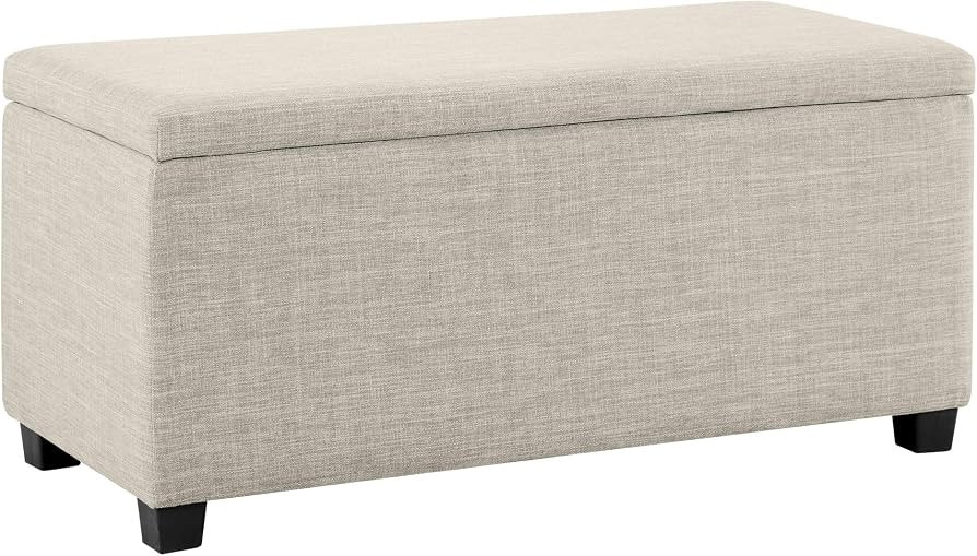 Amazon Basics Upholstered Storage Rectangular Ottoman and Entryway Bench, Beige, 35.5"W x 16.5"D ... | Amazon (US)