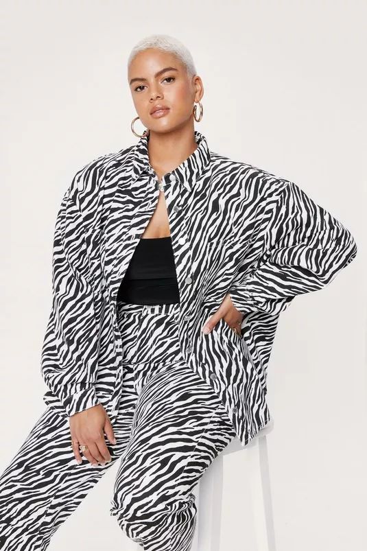 Plus Size Zebra Printed Denim Shirt Co-ord | Nasty Gal (US)