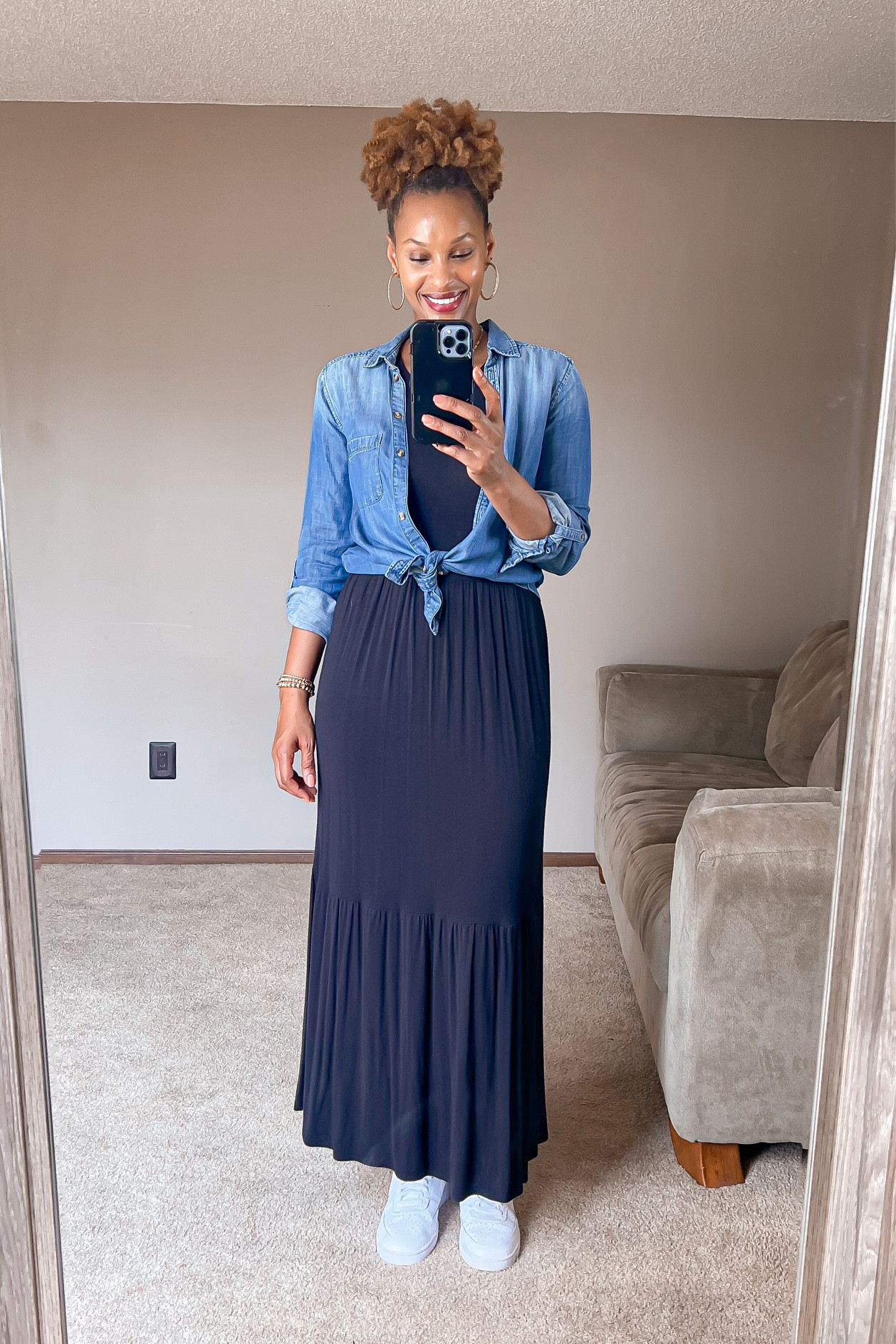 Simple casual and comfortable travel outfit. Maxi dress and button down shirt. 

#LTKtravel #LTKstyletip