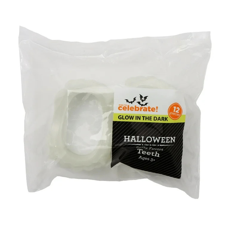 Halloween Glow In Dark Teeth,12 Pieces, Plastic Material, Ages 3+, Party Favors, by Way to Celebr... | Walmart (US)