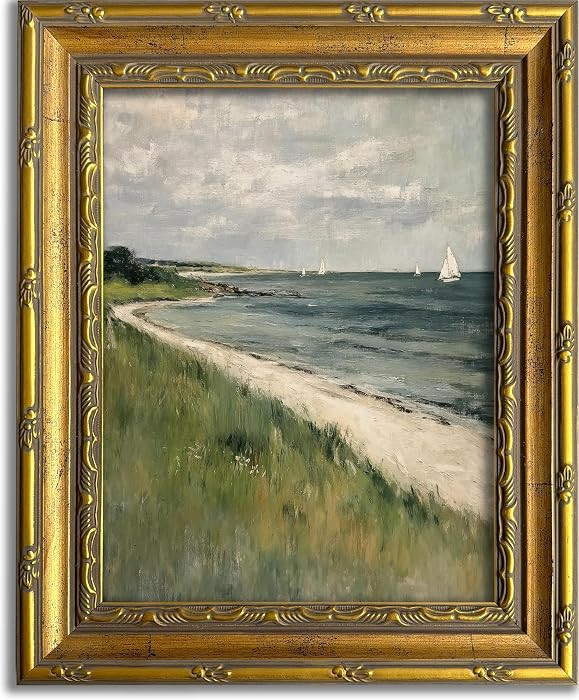 DR.RiftArt Vintage Coastal Sailboat Wall Art, Gold Framed Seascape Decor | Amazon (US)
