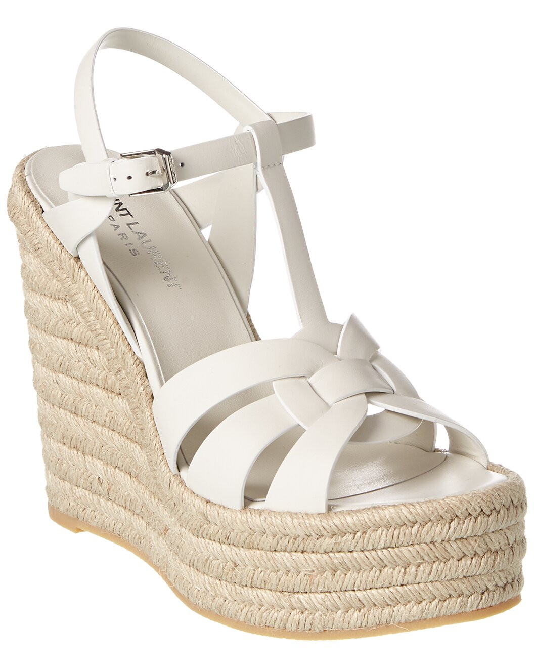 Saint Laurent Tribute 85 Leather Espadrille Wedge Sandal | Gilt & Gilt City
