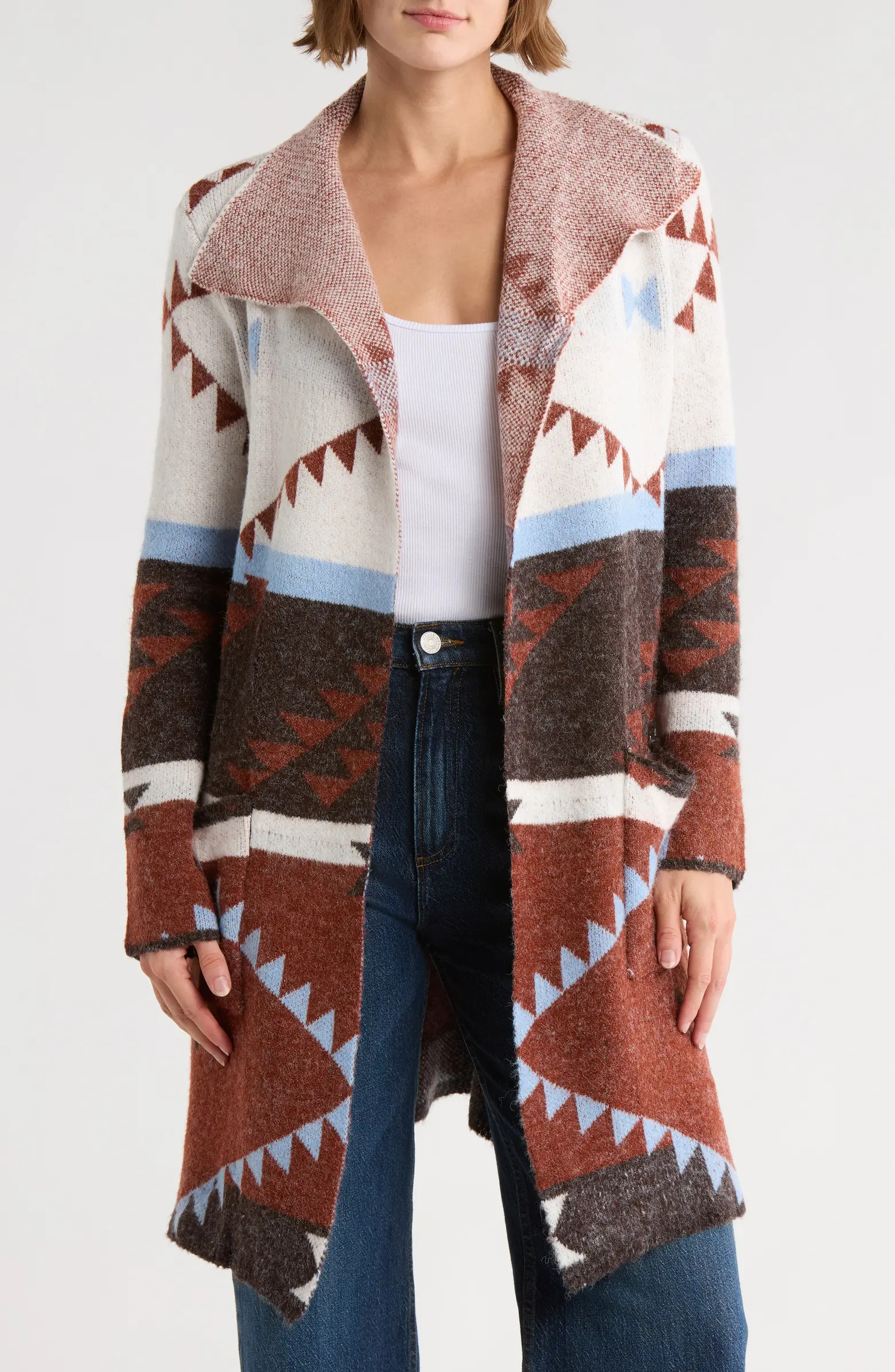 Geometric Open Front Sweater Coat | Nordstrom Rack