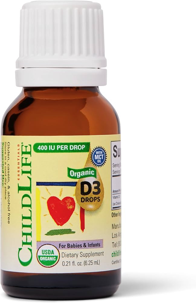 CHILDLIFE Essentials Organic Vitamin D3 Drops for Infants & Newborns - Baby Vitamin D Drops, 400 ... | Amazon (US)