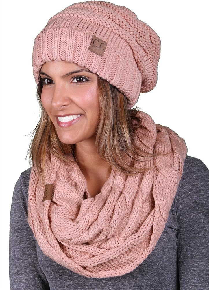 Funky Junque Premium Slouchy Beanie & Infinity Scarf Set - Mothers Day Gift - Warm Winter Bundle | Amazon (US)