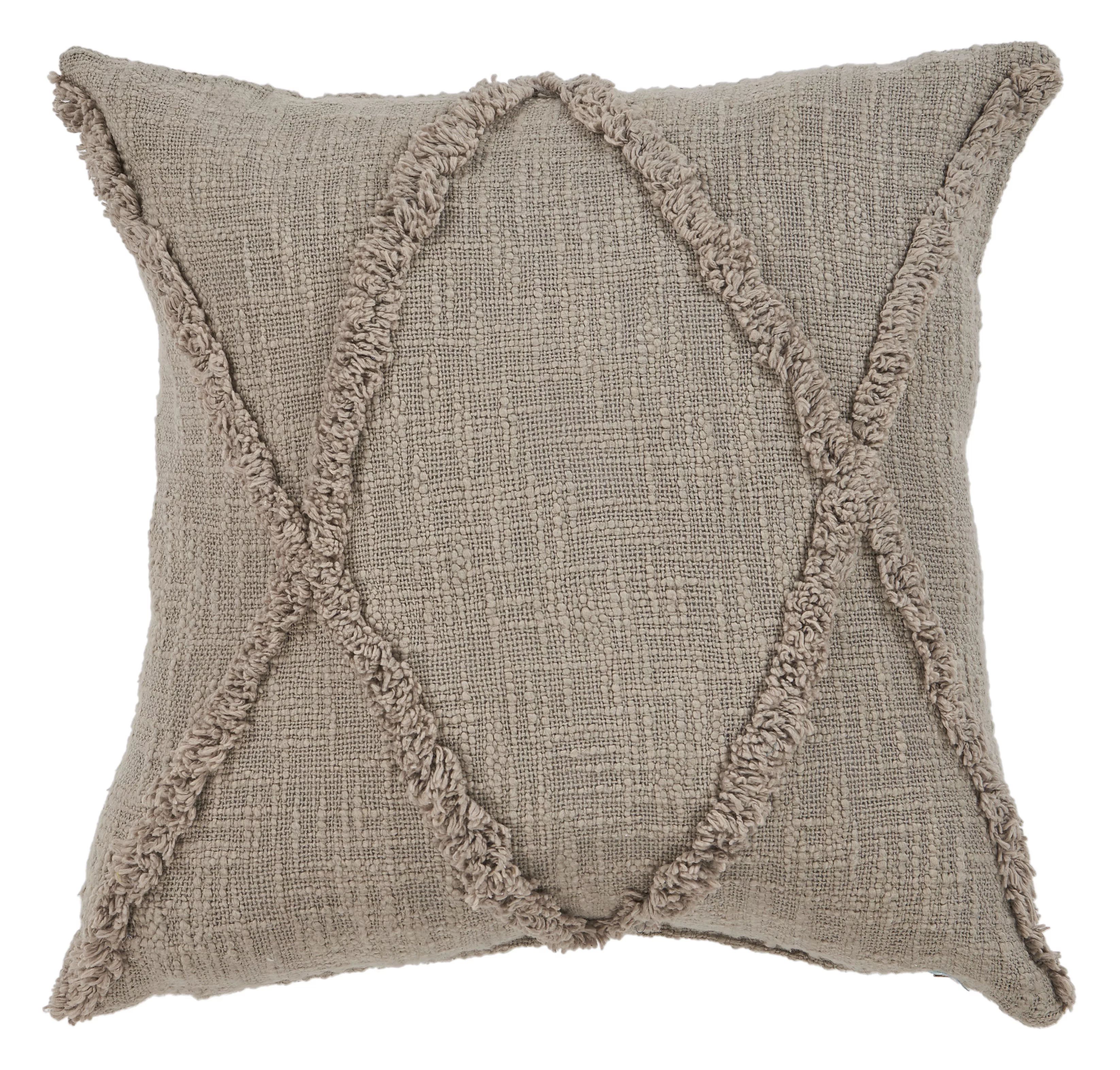 LR Home Solid Diamond Tufted Cotton Square Throw Pillow, Taupe Brown, 20", Count per Pack 1 | Walmart (US)