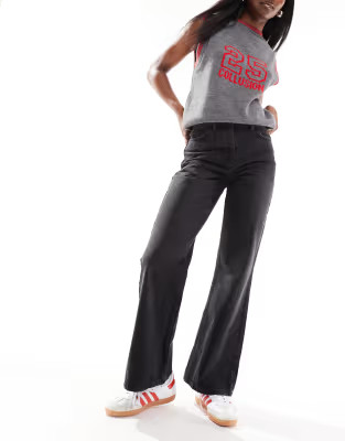 COLLUSION x008 mid rise relaxed flare jeans in washed black | ASOS (Global)