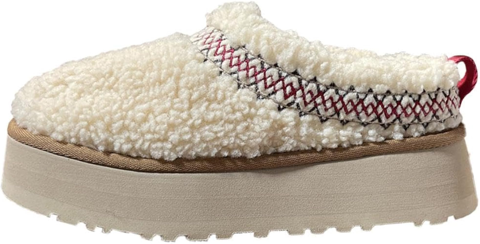 Furcross Platform Slippers for Women Platform Mini Boot Slippers Fur Fleece Lined Slippers Suede Ankle Snow Boots | Amazon (US)