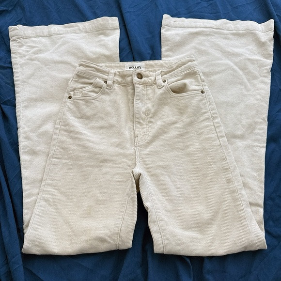 Rollas Cream Corduroy Wide leg flare Pants | Poshmark