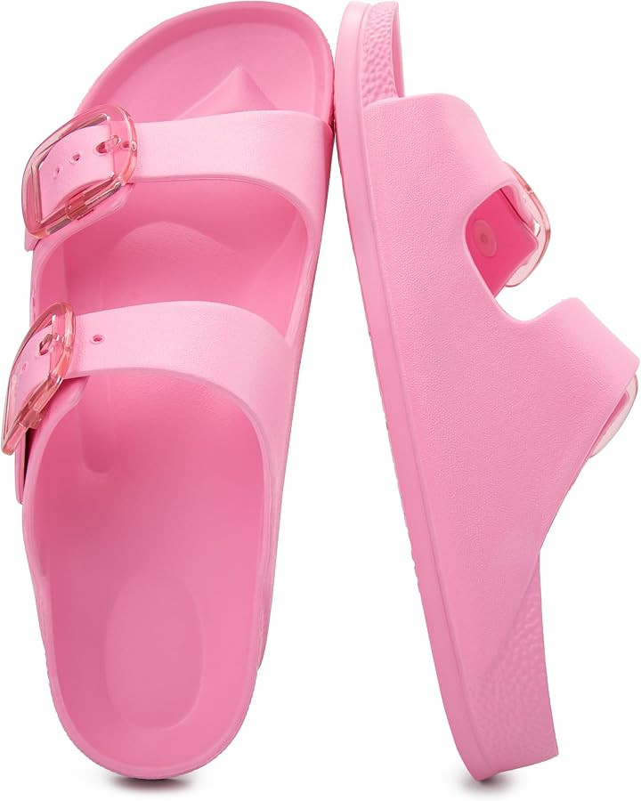 FUNKYMONKEY Jelly Sandals for Women with Adjustable Buckle, Comfortable Chunky Slip-on Beach Slid... | Amazon (US)