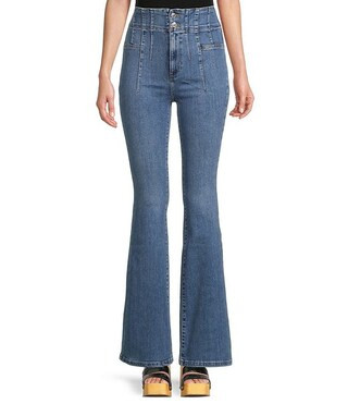 Free People Jayde High Rise Stretch Denim Flared Leg Denim Jeans | Dillard's | Dillard's